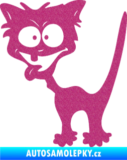 Samolepka Crazy cat levá bláznivá kočka Ultra Metalic růžová