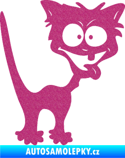 Samolepka Crazy cat pravá bláznivá kočka Ultra Metalic růžová