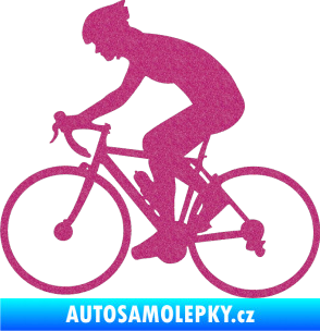 Samolepka Cyklista 005 levá Ultra Metalic růžová
