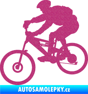 Samolepka Cyklista 009 levá horské kolo Ultra Metalic růžová
