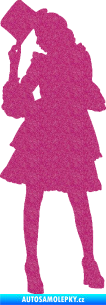 Samolepka Dáma s kloboukem 001 levá Ultra Metalic růžová