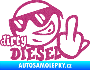 Samolepka Dirty diesel smajlík Ultra Metalic růžová