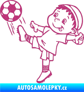 Samolepka Dítě v autě 022 levá fotbalista Ultra Metalic růžová