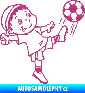 Samolepka Dítě v autě 022 pravá fotbalista Ultra Metalic růžová