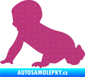 Samolepka Dítě v autě 025 levá miminko silueta Ultra Metalic růžová