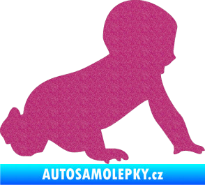 Samolepka Dítě v autě 025 pravá miminko silueta Ultra Metalic růžová
