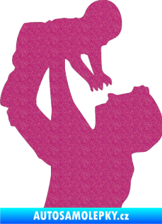 Samolepka Dítě v autě 026 levá miminko v náruči Ultra Metalic růžová