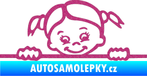 Samolepka Dítě v autě 030 pravá malá slečna hlavička Ultra Metalic růžová