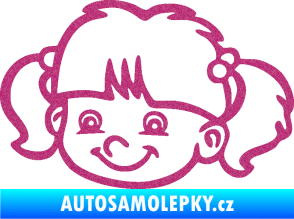Samolepka Dítě v autě 035 levá holka hlavička Ultra Metalic růžová