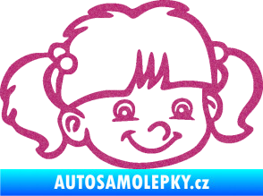 Samolepka Dítě v autě 035 pravá holka hlavička Ultra Metalic růžová