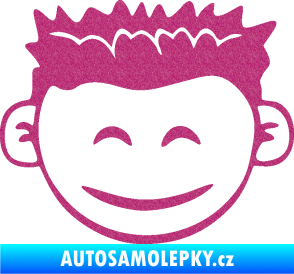 Samolepka Dítě v autě 048 pravá kluk hlavička Ultra Metalic růžová
