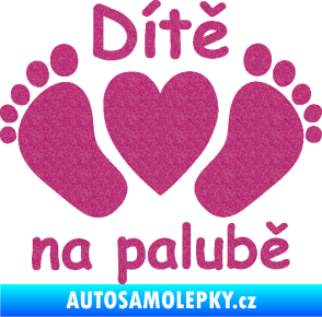 Samolepka Dítě v autě 089 nožičky s nápisem Ultra Metalic růžová