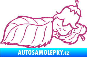 Samolepka Dítě v autě 107 pravá spinká na lístečku Ultra Metalic růžová