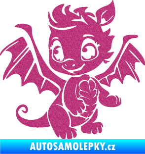 Samolepka Dragon 054 levá roztomilý dráček Ultra Metalic růžová