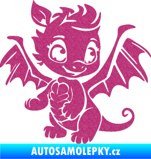 Samolepka Dragon 054 pravá roztomilý dráček Ultra Metalic růžová