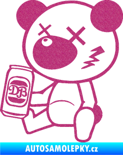 Samolepka Drunk bear 001 levá medvěd s plechovkou Ultra Metalic růžová