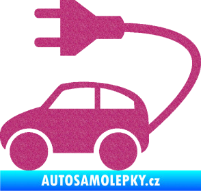 Samolepka Elektro auto 002 levá symbol zásuvka Ultra Metalic růžová