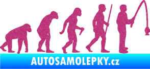 Samolepka Evoluce 005 rybář pravá Ultra Metalic růžová