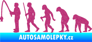 Samolepka Evoluce 005 rybář levá Ultra Metalic růžová