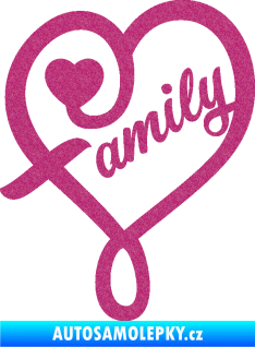 Samolepka Family 001 nápis se srdíčkem Ultra Metalic růžová