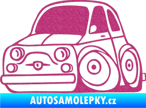 Samolepka Fiat 500 karikatura levá Ultra Metalic růžová