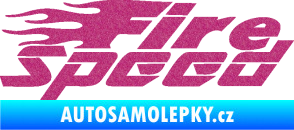 Samolepka Fire speed nápis s plameny Ultra Metalic růžová