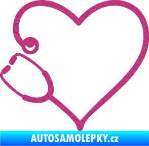 Samolepka Fonendoskop 002 levá  zdravotní sestřička Ultra Metalic růžová