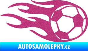 Samolepka Fotbalový míč 004 pravá v plamenech Ultra Metalic růžová
