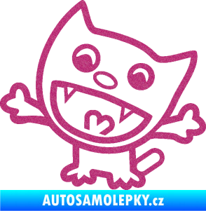 Samolepka Happy cat 001 levá Ultra Metalic růžová