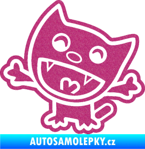 Samolepka Happy cat 002 levá šťastná kočka Ultra Metalic růžová