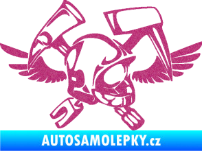 Samolepka Hasič 011 pravá helma Ultra Metalic růžová