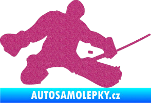 Samolepka Hokejista 015 pravá brankář Ultra Metalic růžová