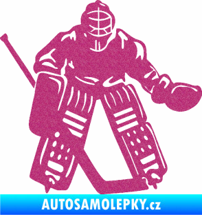 Samolepka Hokejista 028 levá brankář Ultra Metalic růžová