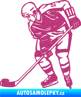 Samolepka Hokejista 029 levá Ultra Metalic růžová