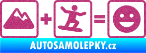 Samolepka Hory + snowboard = veselý smajlík Ultra Metalic růžová