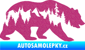 Samolepka Hory s medvědem pravá Ultra Metalic růžová