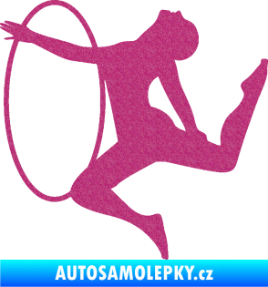 Samolepka Hula Hop 002 levá gymnastka s obručí Ultra Metalic růžová