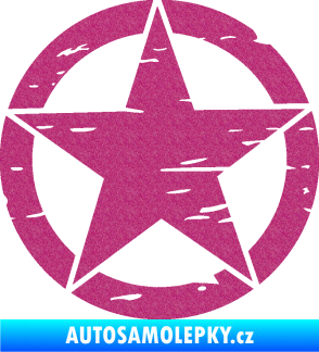 Samolepka Hvězda army 005 narušená Ultra Metalic růžová