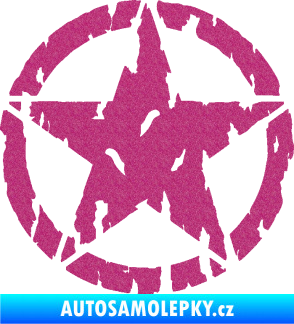 Samolepka Hvězda Army 010 potrhaná Ultra Metalic růžová