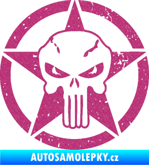 Samolepka Hvězda army 011 levá s lebkou Ultra Metalic růžová