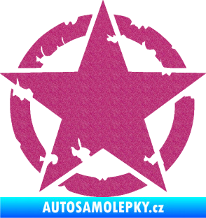 Samolepka Hvězda US Army 003 narušená Ultra Metalic růžová