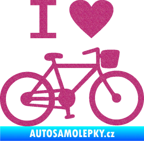 Samolepka I love cycling pravá Ultra Metalic růžová