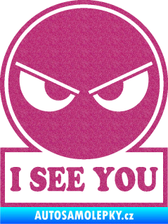 Samolepka I see you smajlík Ultra Metalic růžová