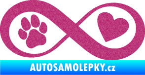 Samolepka Infinity 002 srdce a tlapka pravá Ultra Metalic růžová