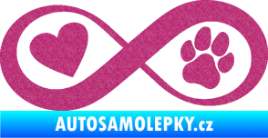 Samolepka Infinity 002 srdce a tlapka levá Ultra Metalic růžová