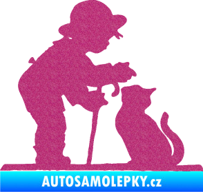 Samolepka Interiér 002 levá dítě s kočičkou Ultra Metalic růžová