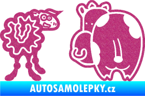Samolepka JDM kravička a ovečka 002 pravá Ultra Metalic růžová