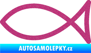 Samolepka Jesus rybička 006 křesťanský symbol Ultra Metalic růžová