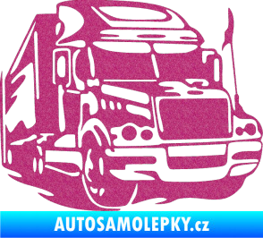 Samolepka Kamion 002 pravá nákladní auto Ultra Metalic růžová