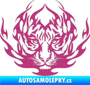 Samolepka Kapota 033 tygr v plamenech Ultra Metalic růžová